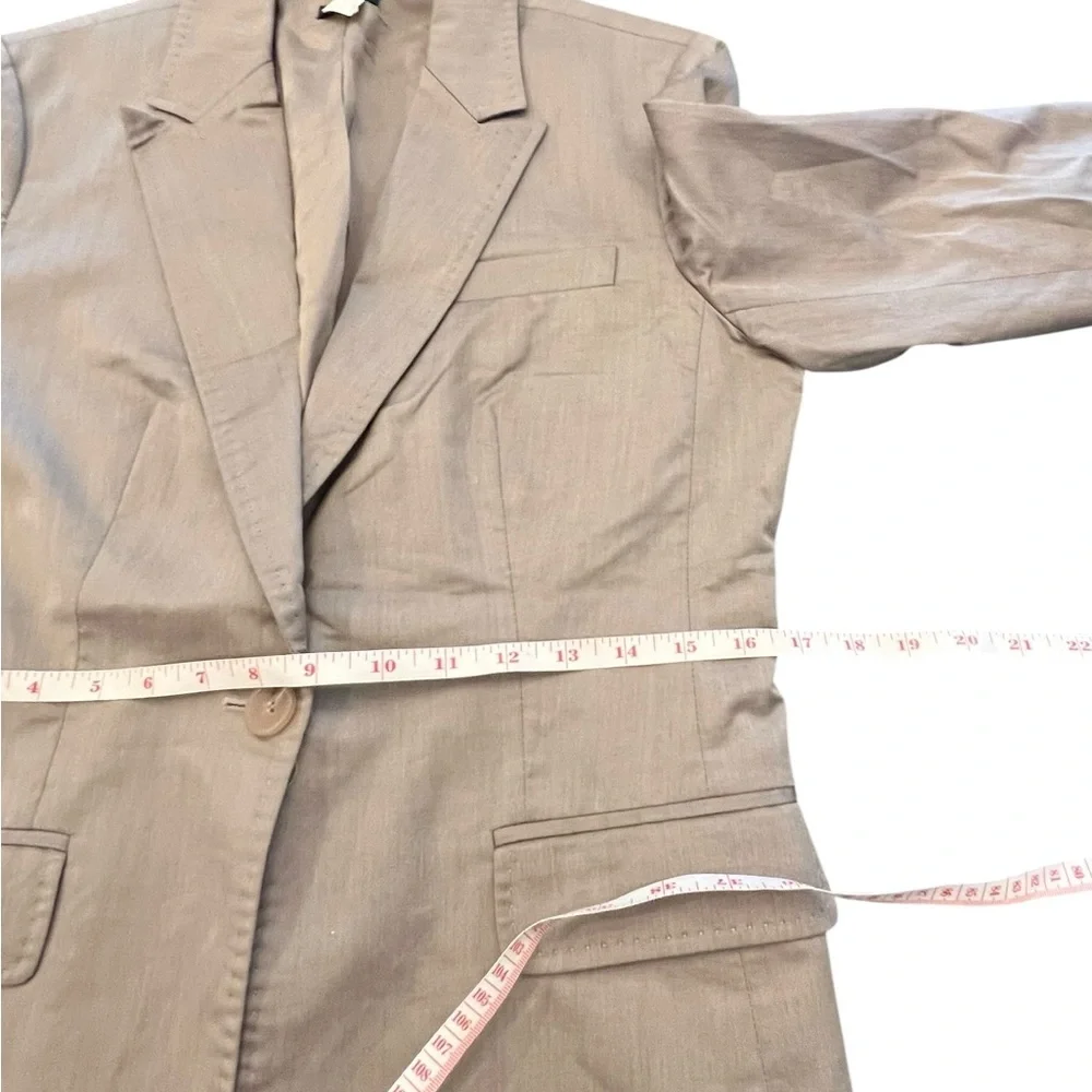 J Crew Schoolboy Tan Blazer‎ Womens Cotton 1-Button 8 Pink Lining Fitted Preppy
